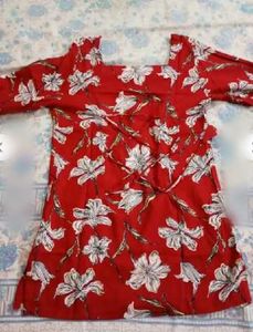 Red Floral Print kurti