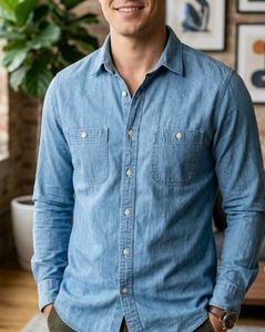 Men's Denim Button-Up Shirt (free delivery)
