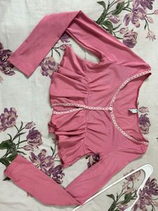 Cute Pink Peplum Top