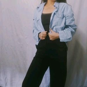 Light Blue Collar  Top