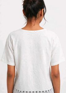 White Lace Trim V-Neck Top