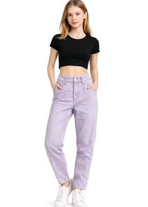 Lavender Baggy Jeans with Black Crop Top