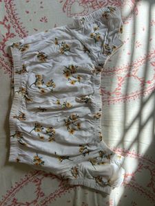 White Floral Smocked Crop Top