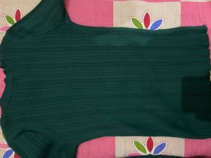 Green Textured Long Sleeve Top