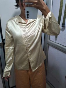 Satin Button-Up Blouse