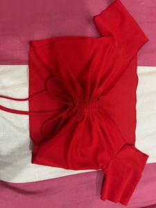 Chic Red Ruched Tunic Top