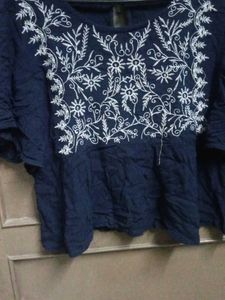 Embroidered Blue Top