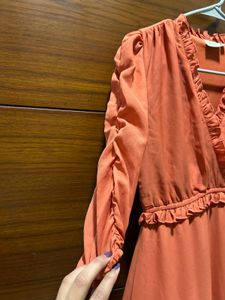 Stylish Orange Ruffle Maxi Dress