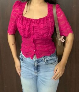 Chic Lace Button-Up Top