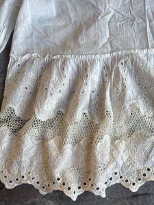 White Eyelet Tiered Kurta Top