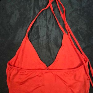 Red Halterneck Crop Top chatpate baddie goth