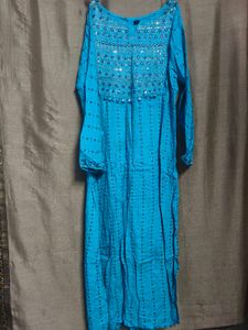 Bright Blue Embroidered Kurta