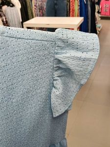 Baby Blue Textured Peplum Top