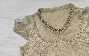 Elegant Lace Top with Embellished Collar