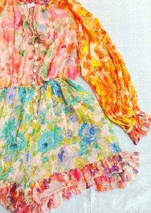 Boho Floral Print Mini Dress