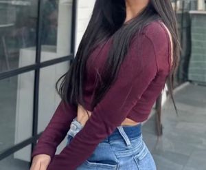 Maroon Backless Long Sleeve Top