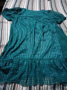 Chic Teal Checkered Dress