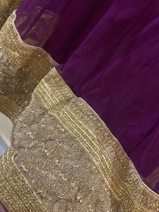 Purple Ethnic Skirt with Gold Border