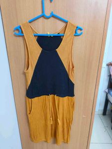 Mustard Two-Tone Casual Dress