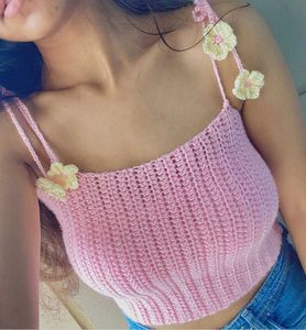 Crochet blossom blush pink crop top 🌸