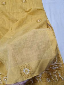 Mustard Yellow Embroidered Kurti