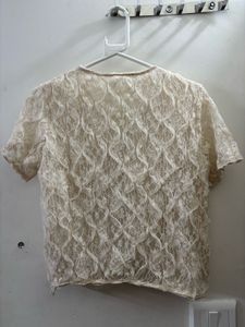 2 Vintage Lace Button-Up Blouse Tops