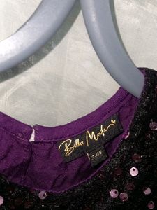 Purple Tinsel NET Baby Frock Bella Moda