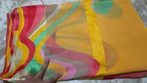 Vibrant Abstract Print Saree
