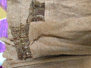 Shimmer Brown Top with Ruffle highneck