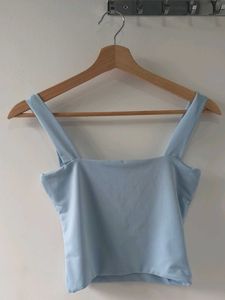 Blue Square Neck Tank Top