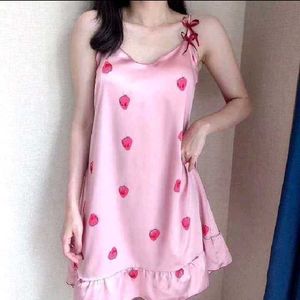 Cute Pink Strawberry Print Nightgown