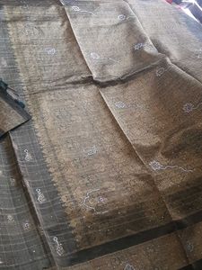 pure pattu gold Zarin tissue black Saree