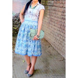 Indie Print Midi Skirt