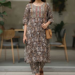 Brown Printed coord Set