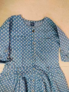 Girls Denim-look Button-Down Dress