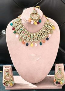 Stunning Multi-Color Kundan Necklace Set💖