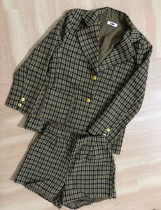 Houndstooth Blazer & Shorts Set