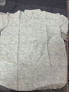 Men's White Printed Short Sleeve Shirt