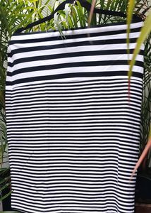 slim fit skirt (Black And White Strips) For Women(XL)