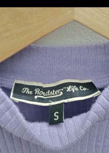 Ribbed Mock Neck Purple Top