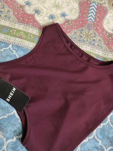 Burgundy Ring Detail Crop Top