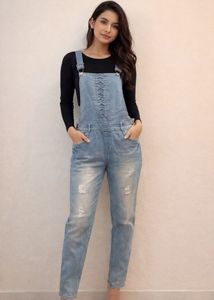 Distressed Denim Overalls