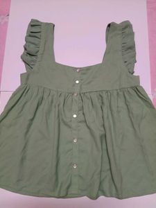 Sage Green Ruffle Sleeve Top