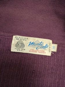 Vintage Purple Knit Cardigan With Collar