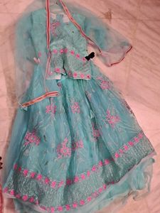 Stunning Teal & Pink Embroidered Lehenga Choli