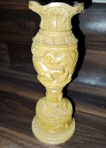 Hand Carved Wooden Vase