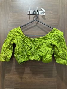 🦜 Parrot Green silky Blouse