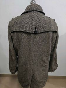 Stylish Herringbone Double-Breasted Coat