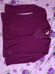 Purple Cropped Cardigan
