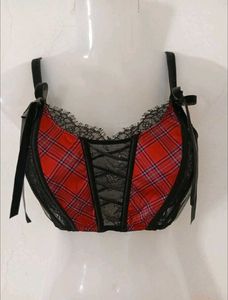 Goth Plaid Lace Corset Top